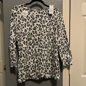 NWT L black and white cheetah print top